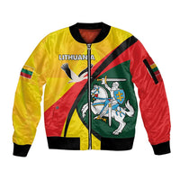 Lithuania Coat of Arms Sleeve Zip Bomber Jacket Vytis and Gandras LT17 - Wonder Print Shop