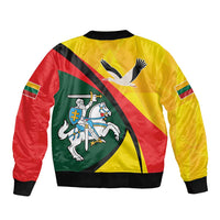 Lithuania Coat of Arms Sleeve Zip Bomber Jacket Vytis and Gandras LT17 - Wonder Print Shop