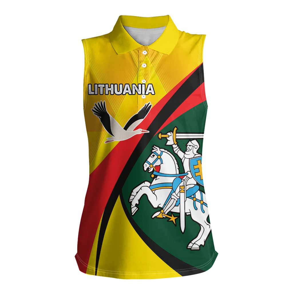 Lithuania Coat of Arms Women Sleeveless Polo Shirt Vytis and Gandras LT17 - Wonder Print Shop