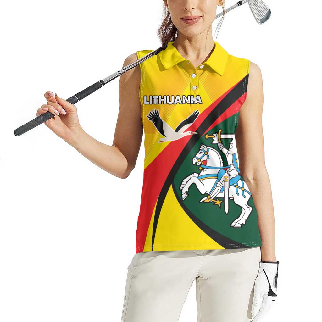 Lithuania Coat of Arms Women Sleeveless Polo Shirt Vytis and Gandras LT17 - Wonder Print Shop