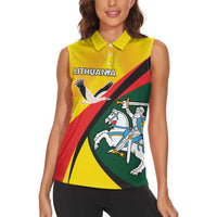 Lithuania Coat of Arms Women Sleeveless Polo Shirt Vytis and Gandras LT17 - Wonder Print Shop