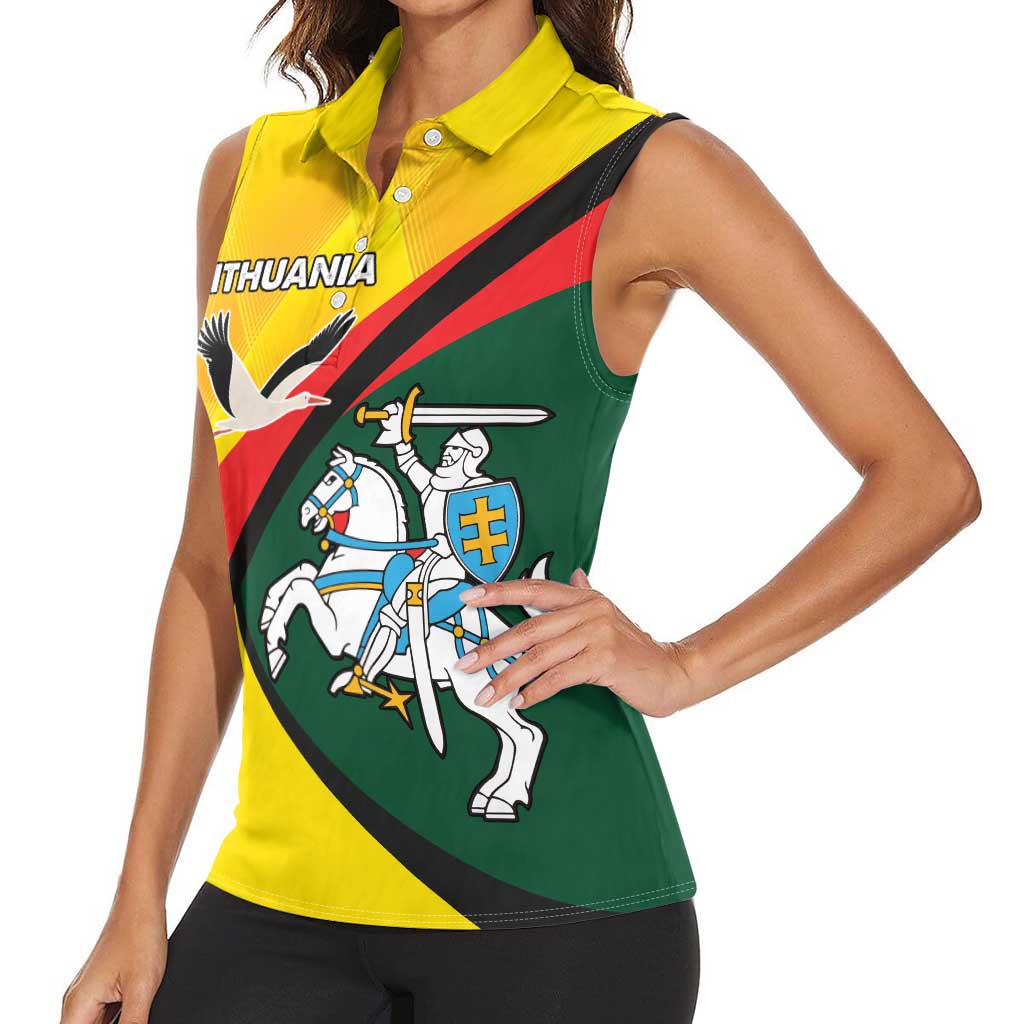 Lithuania Coat of Arms Women Sleeveless Polo Shirt Vytis and Gandras LT17 - Wonder Print Shop