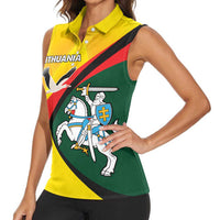 Lithuania Coat of Arms Women Sleeveless Polo Shirt Vytis and Gandras LT17 - Wonder Print Shop