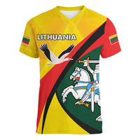 Lithuania Coat of Arms Women V-Neck T-Shirt Vytis and Gandras LT17 - Wonder Print Shop