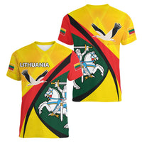 Lithuania Coat of Arms Women V-Neck T-Shirt Vytis and Gandras LT17 - Wonder Print Shop