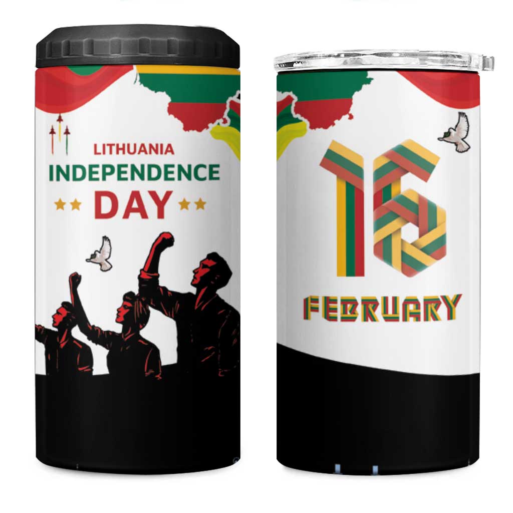 Lithuania Independence Day 4 in 1 Can Cooler Tumbler 16th February
