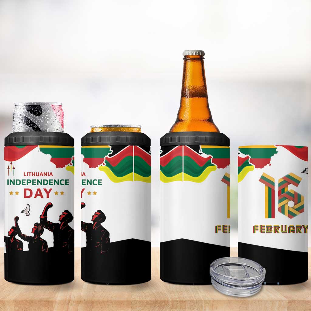 Lithuania Independence Day 4 in 1 Can Cooler Tumbler 16th February