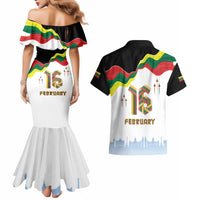 Lithuania Independence Day Couples Matching Mermaid Dress and Hawaiian Shirt 16th February