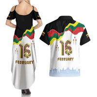 Lithuania Independence Day Couples Matching Summer Maxi Dress and Hawaiian Shirt 16th February