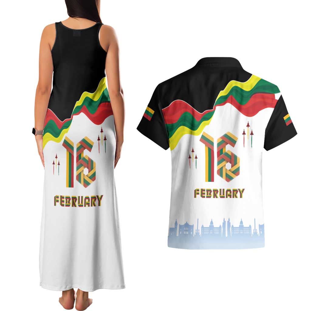Lithuania Independence Day Couples Matching Tank Maxi Dress and Hawaiian Shirt 16th February