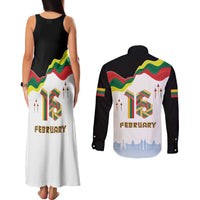 Lithuania Independence Day Couples Matching Tank Maxi Dress and Long Sleeve Button Shirt 16th February