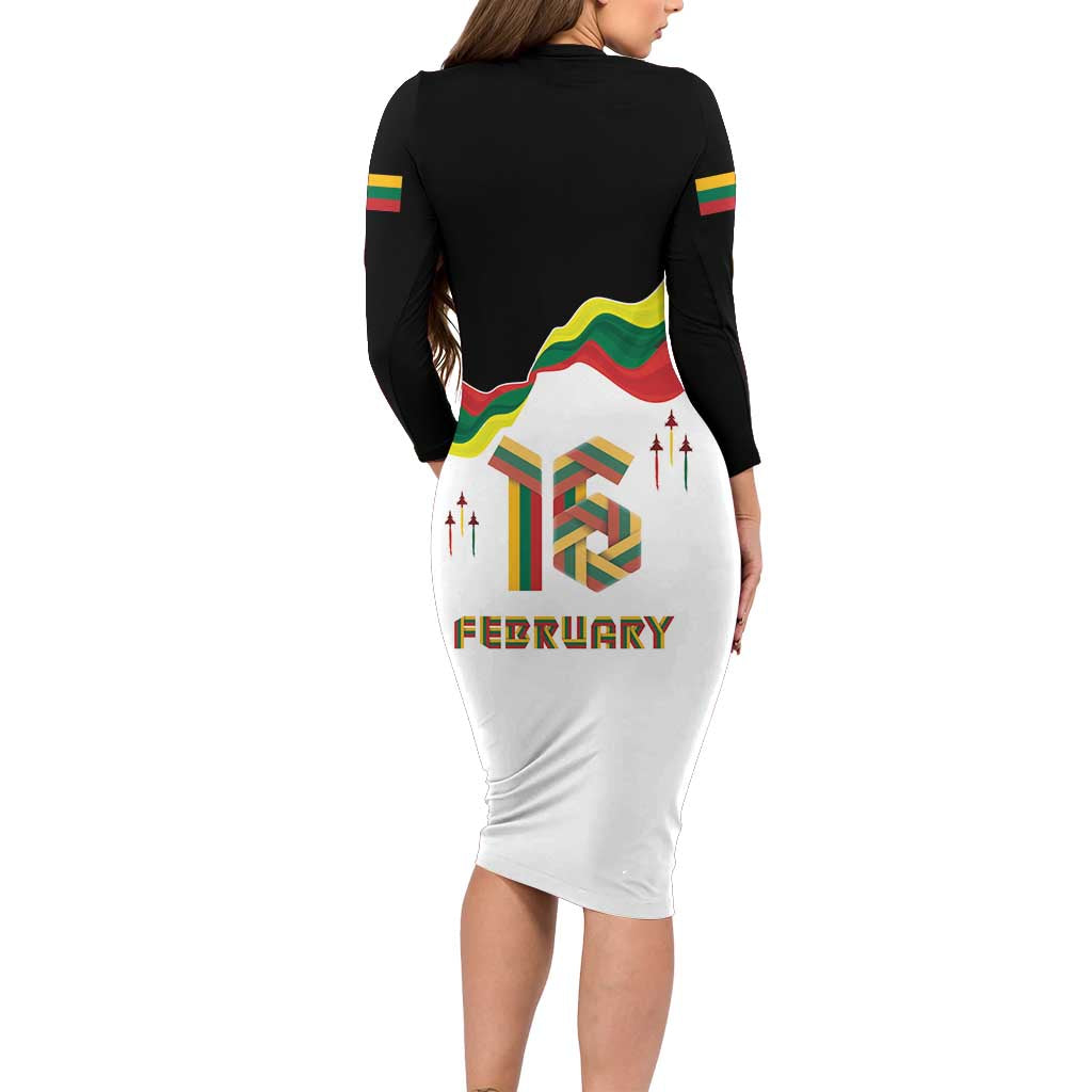 Lithuania Independence Day Family Matching Long Sleeve Bodycon Dress and Hawaiian Shirt 16th February
