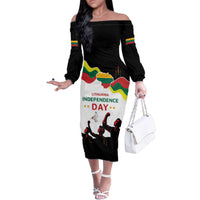 Lithuania Independence Day Family Matching Off The Shoulder Long Sleeve Dress and Hawaiian Shirt 16th February