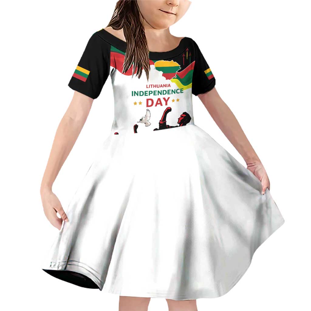 Lithuania Independence Day Family Matching Off Shoulder Short Dress and Hawaiian Shirt 16th February