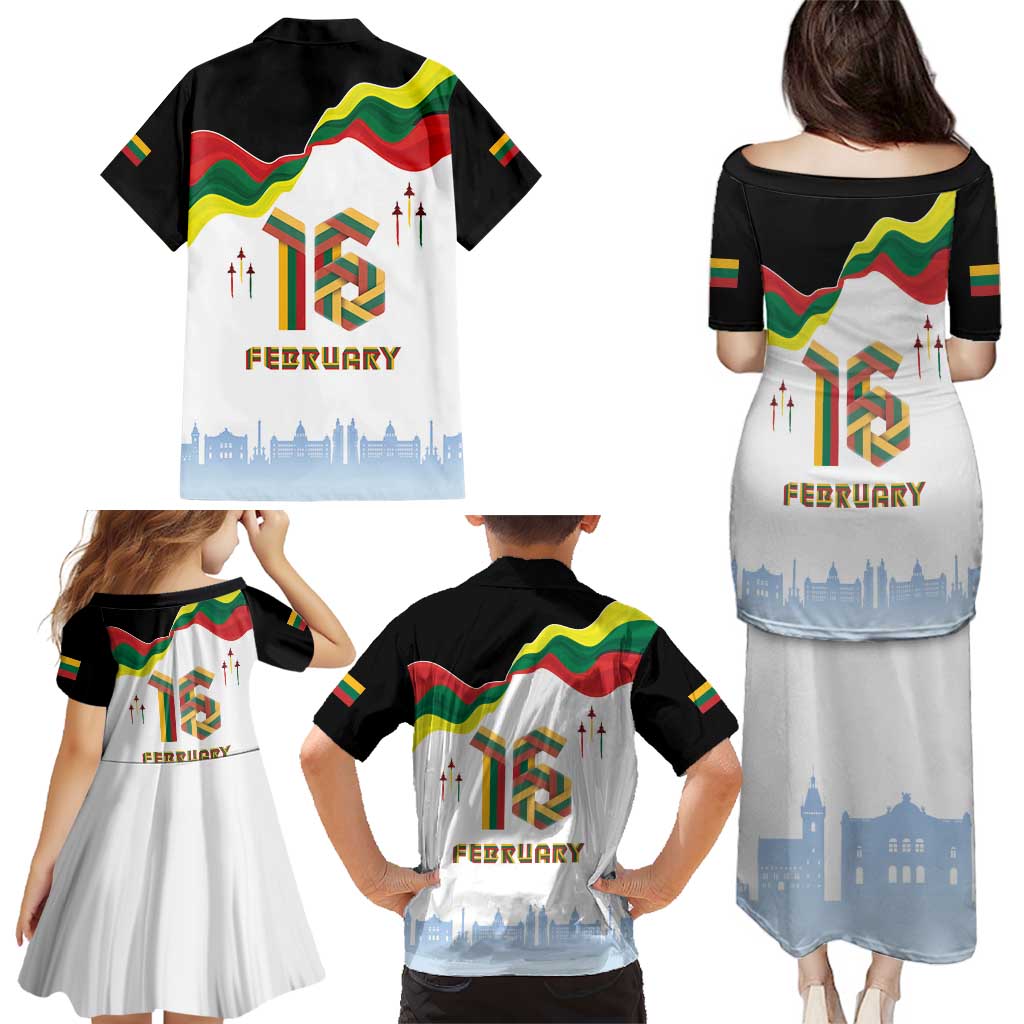 Lithuania Independence Day Family Matching Puletasi and Hawaiian Shirt 16th February