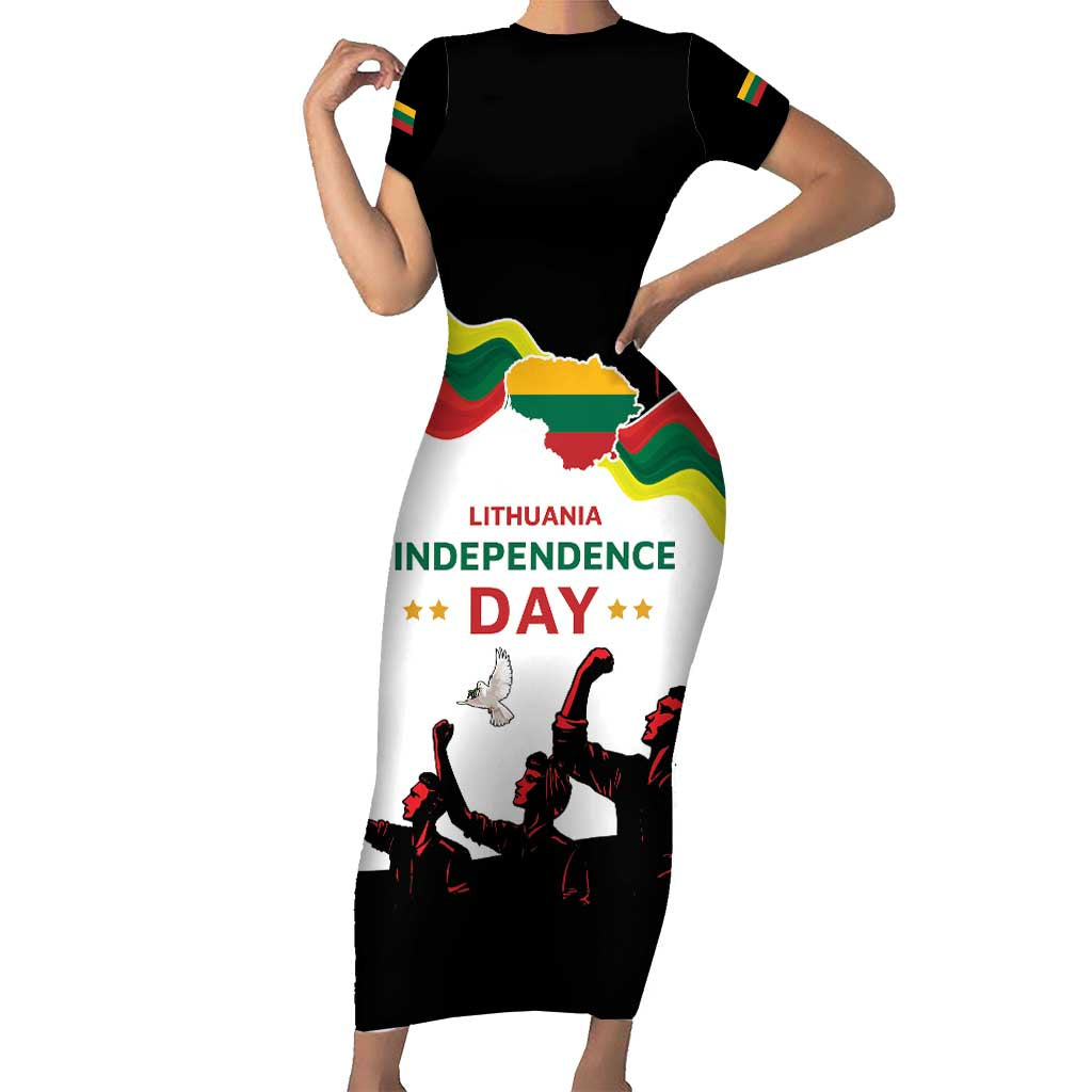 Lithuania Independence Day Family Matching Short Sleeve Bodycon Dress and Hawaiian Shirt 16th February