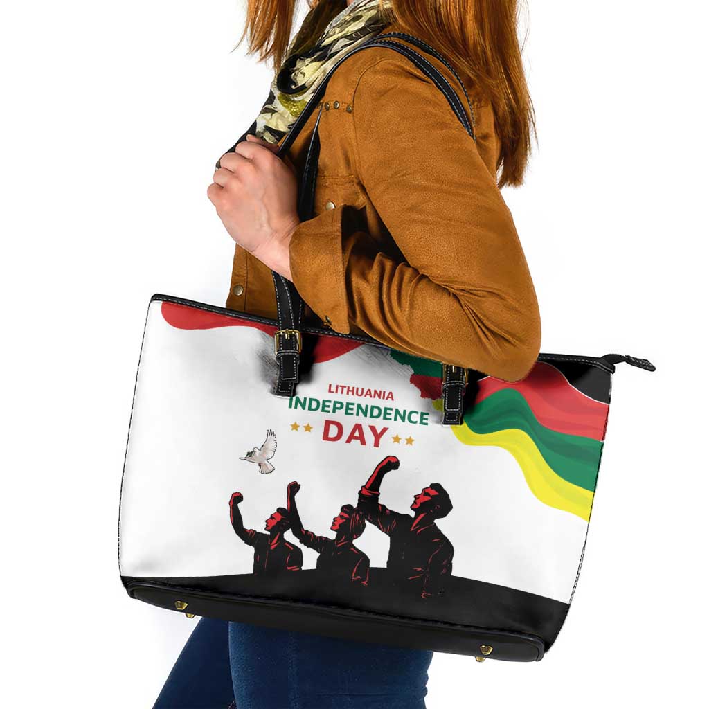 Lithuania Independence Day Leather Tote Bag 16th February