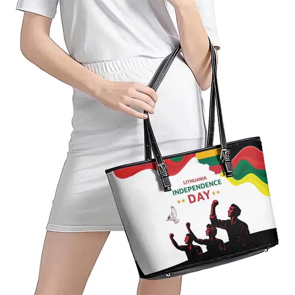 Lithuania Independence Day Leather Tote Bag 16th February