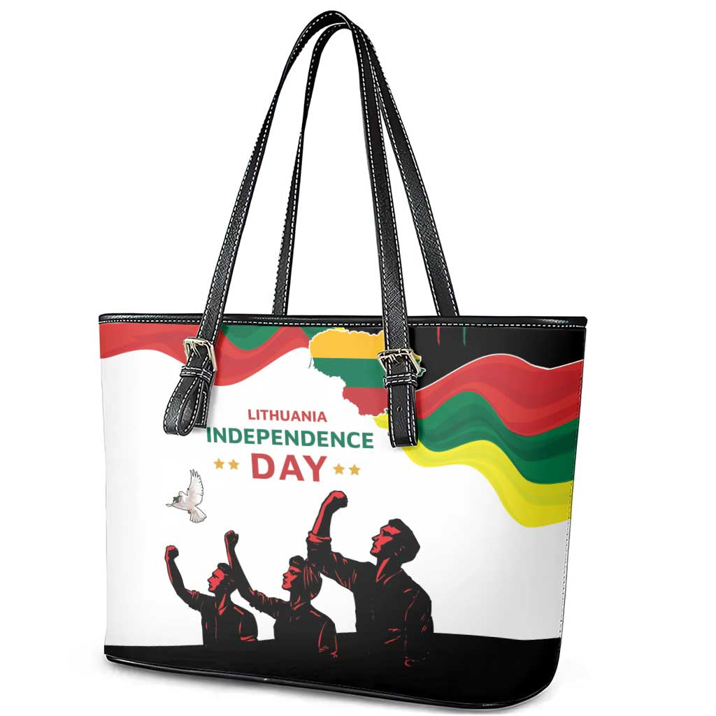 Lithuania Independence Day Leather Tote Bag 16th February