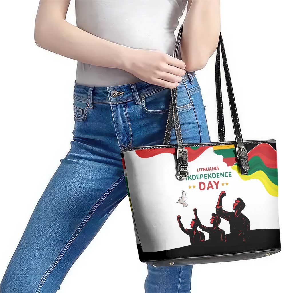 Lithuania Independence Day Leather Tote Bag 16th February