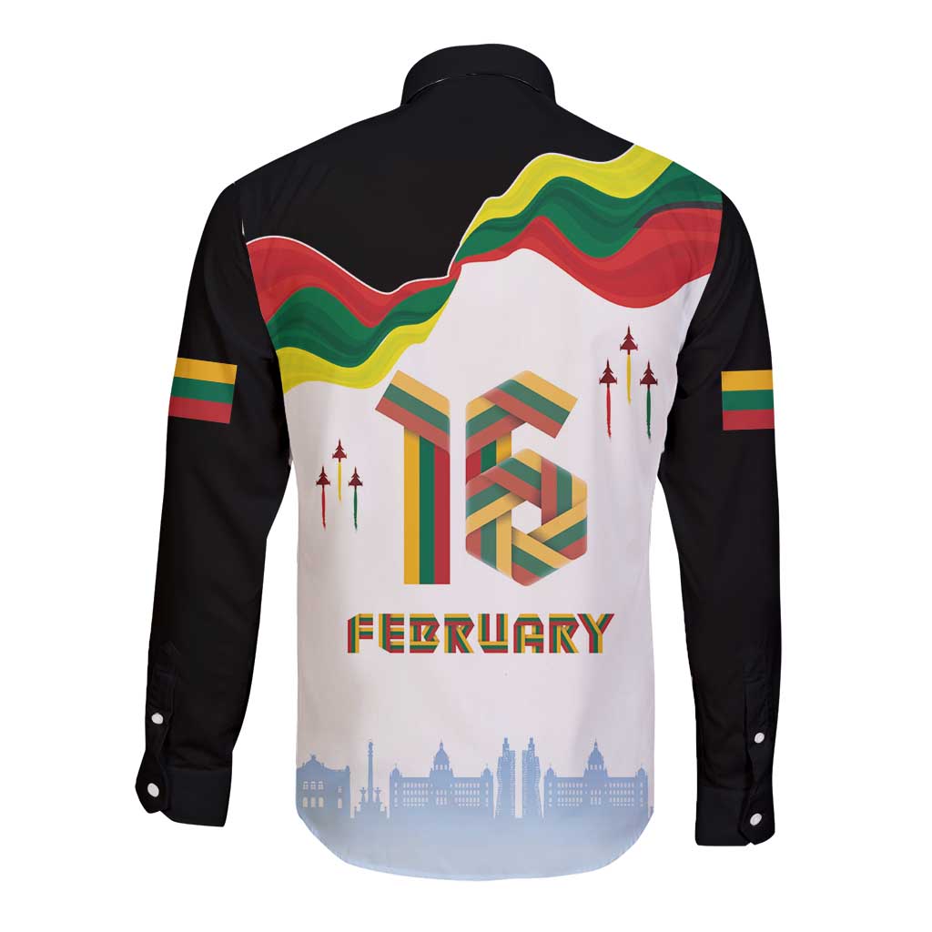 Lithuania Independence Day Long Sleeve Button Shirt 16th February