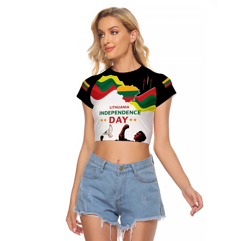 Lithuania Independence Day Raglan Cropped T Shirt 16th February LT17 - Wonder Print Shop