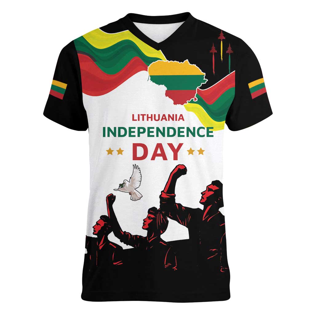 Lithuania Independence Day Women V-Neck T-Shirt 16th February LT17 - Wonder Print Shop