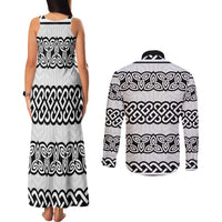 Ireland Celtic Pattern Couples Matching Tank Maxi Dress and Long Sleeve Button Shirt Celtic Knot