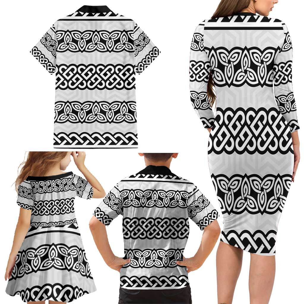 Ireland Celtic Pattern Family Matching Long Sleeve Bodycon Dress and Hawaiian Shirt Celtic Knot