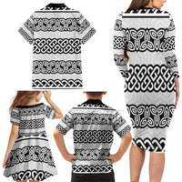 Ireland Celtic Pattern Family Matching Long Sleeve Bodycon Dress and Hawaiian Shirt Celtic Knot