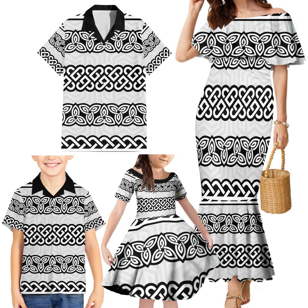 Ireland Celtic Pattern Family Matching Mermaid Dress and Hawaiian Shirt Celtic Knot