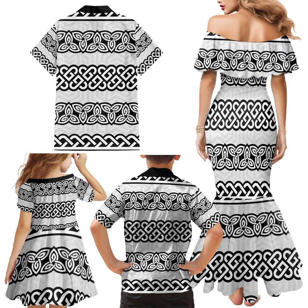 Ireland Celtic Pattern Family Matching Mermaid Dress and Hawaiian Shirt Celtic Knot