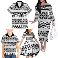 Ireland Celtic Pattern Family Matching Off The Shoulder Long Sleeve Dress and Hawaiian Shirt Celtic Knot