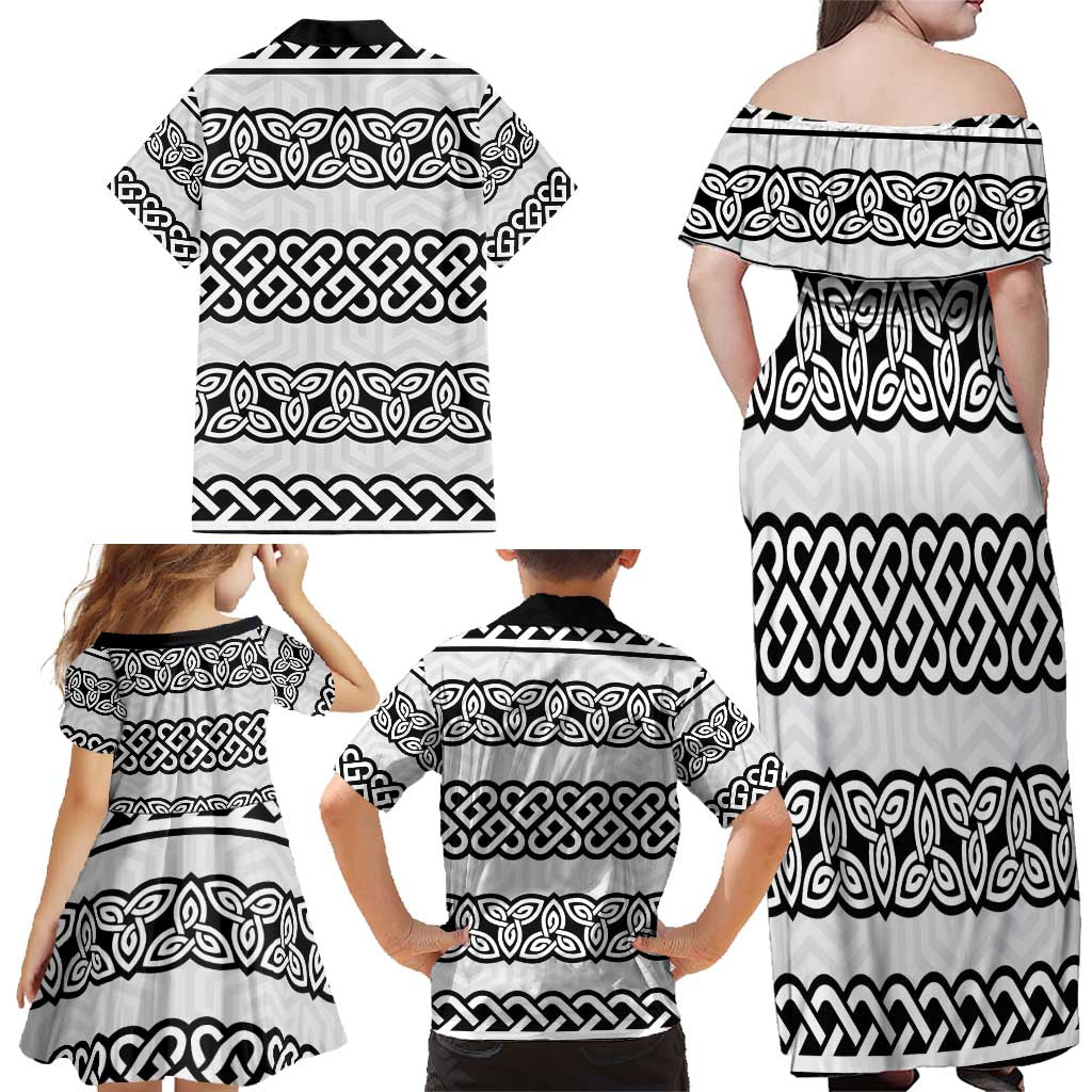 Ireland Celtic Pattern Family Matching Off Shoulder Maxi Dress and Hawaiian Shirt Celtic Knot