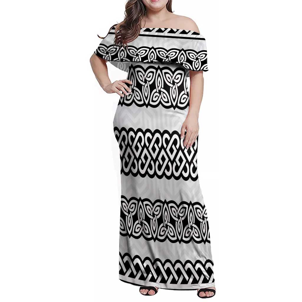 Ireland Celtic Pattern Family Matching Off Shoulder Maxi Dress and Hawaiian Shirt Celtic Knot