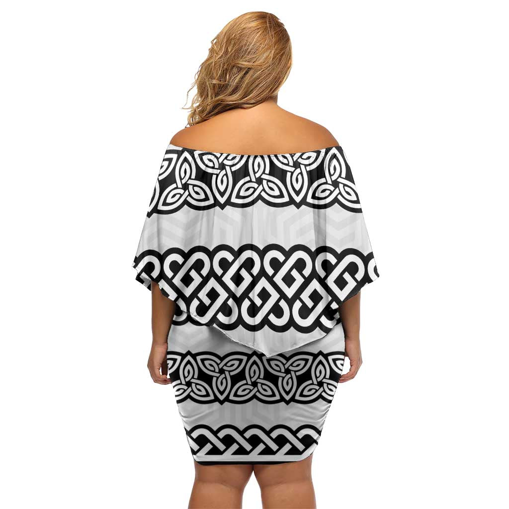 Ireland Celtic Pattern Family Matching Off Shoulder Short Dress and Hawaiian Shirt Celtic Knot