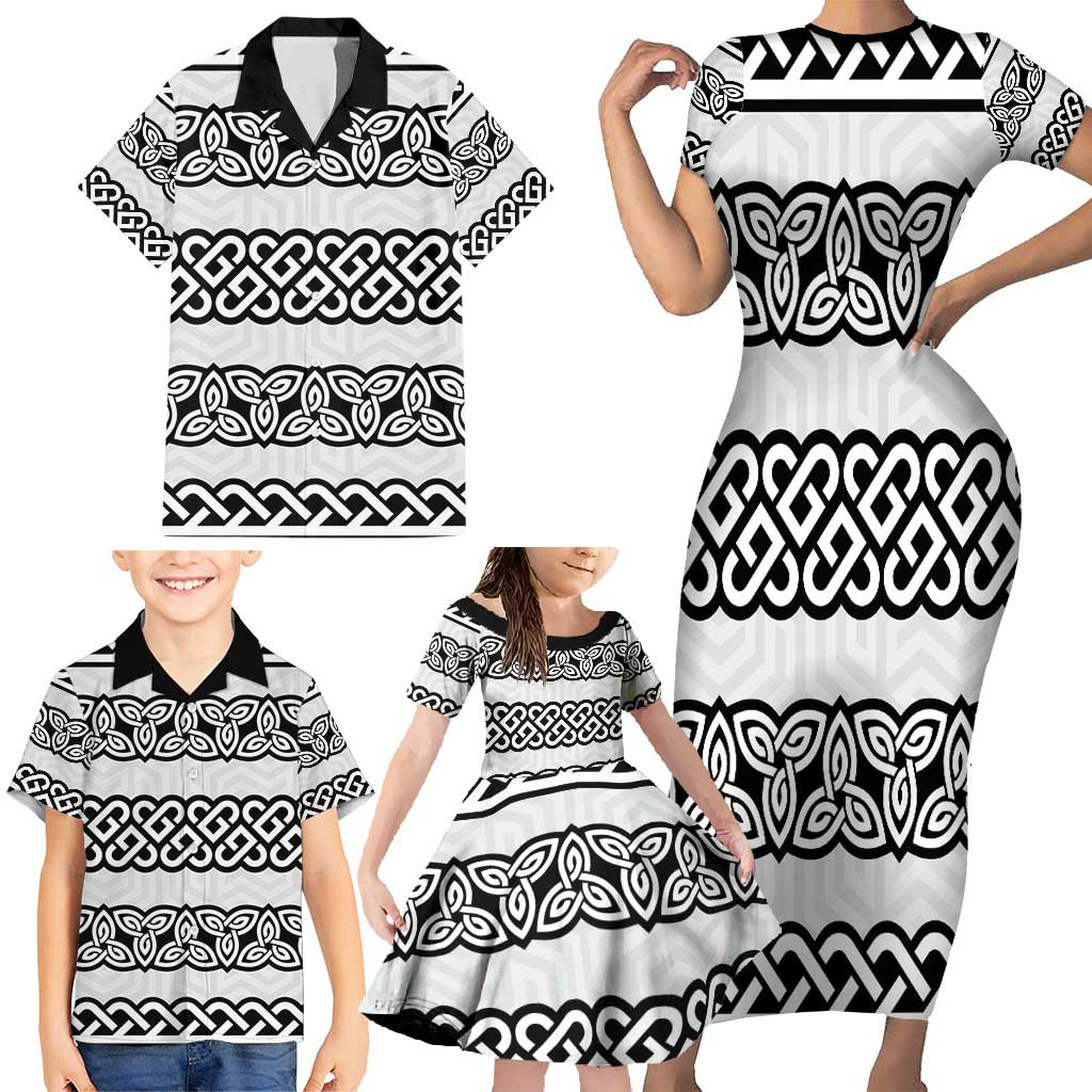 Ireland Celtic Pattern Family Matching Short Sleeve Bodycon Dress and Hawaiian Shirt Celtic Knot