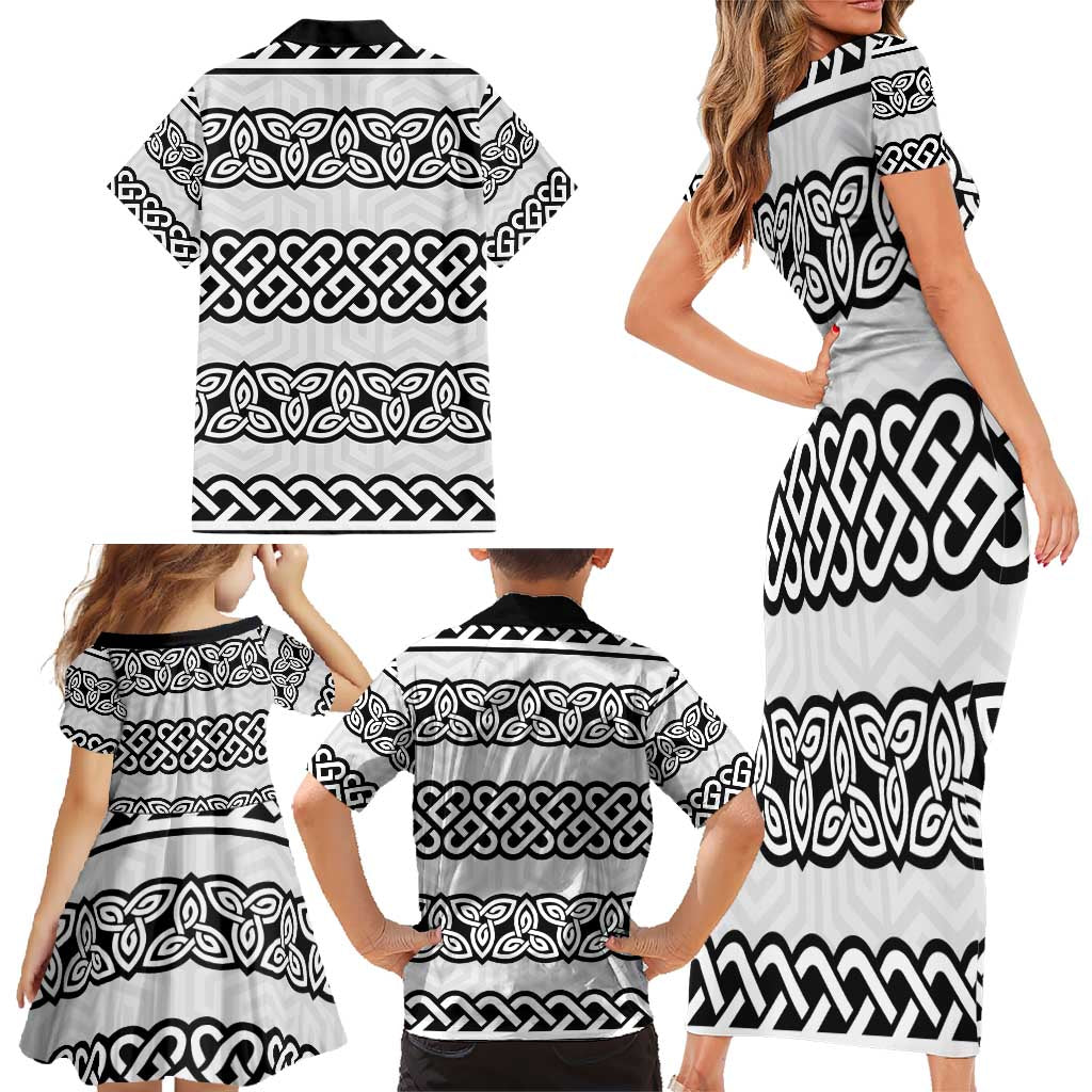 Ireland Celtic Pattern Family Matching Short Sleeve Bodycon Dress and Hawaiian Shirt Celtic Knot