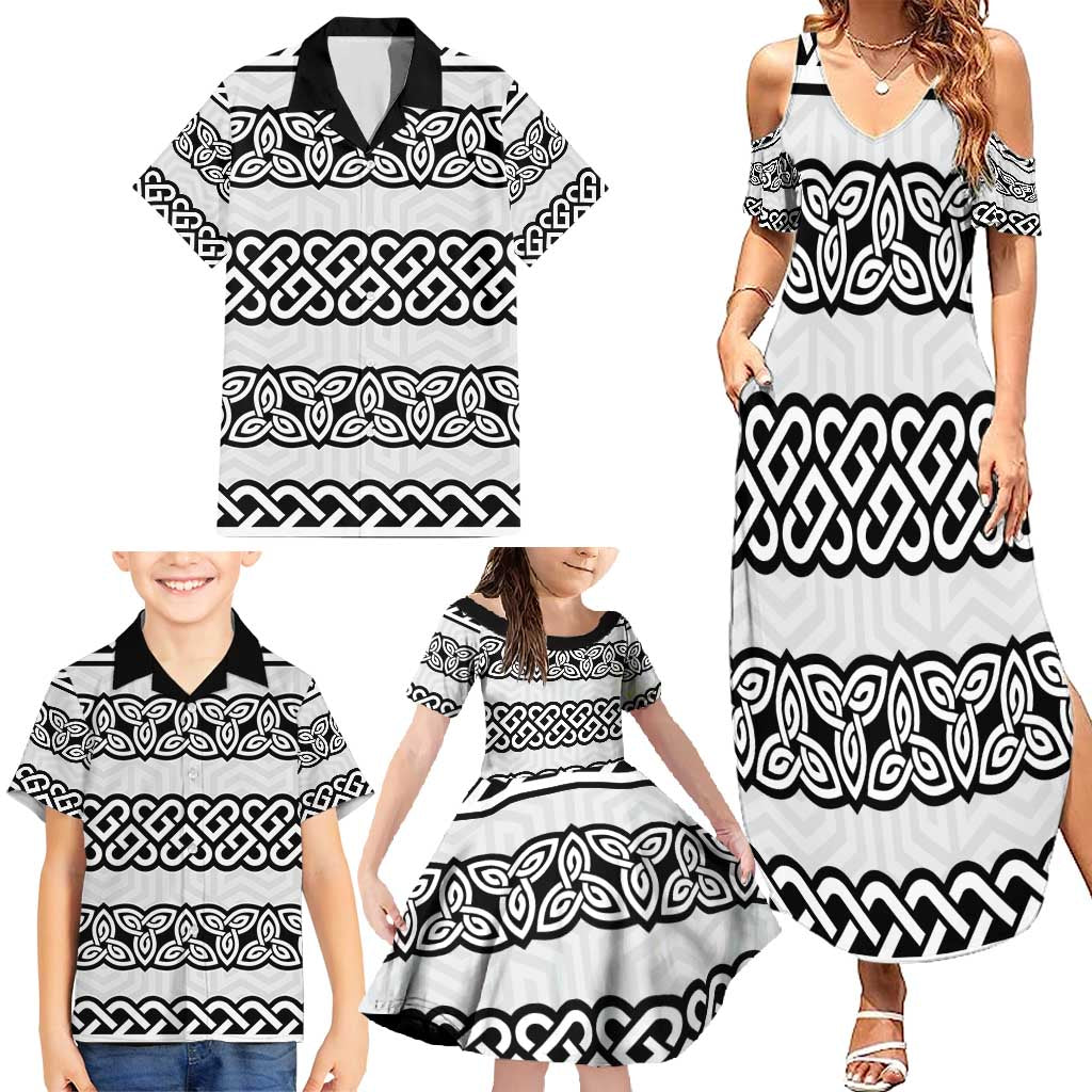 Ireland Celtic Pattern Family Matching Summer Maxi Dress and Hawaiian Shirt Celtic Knot