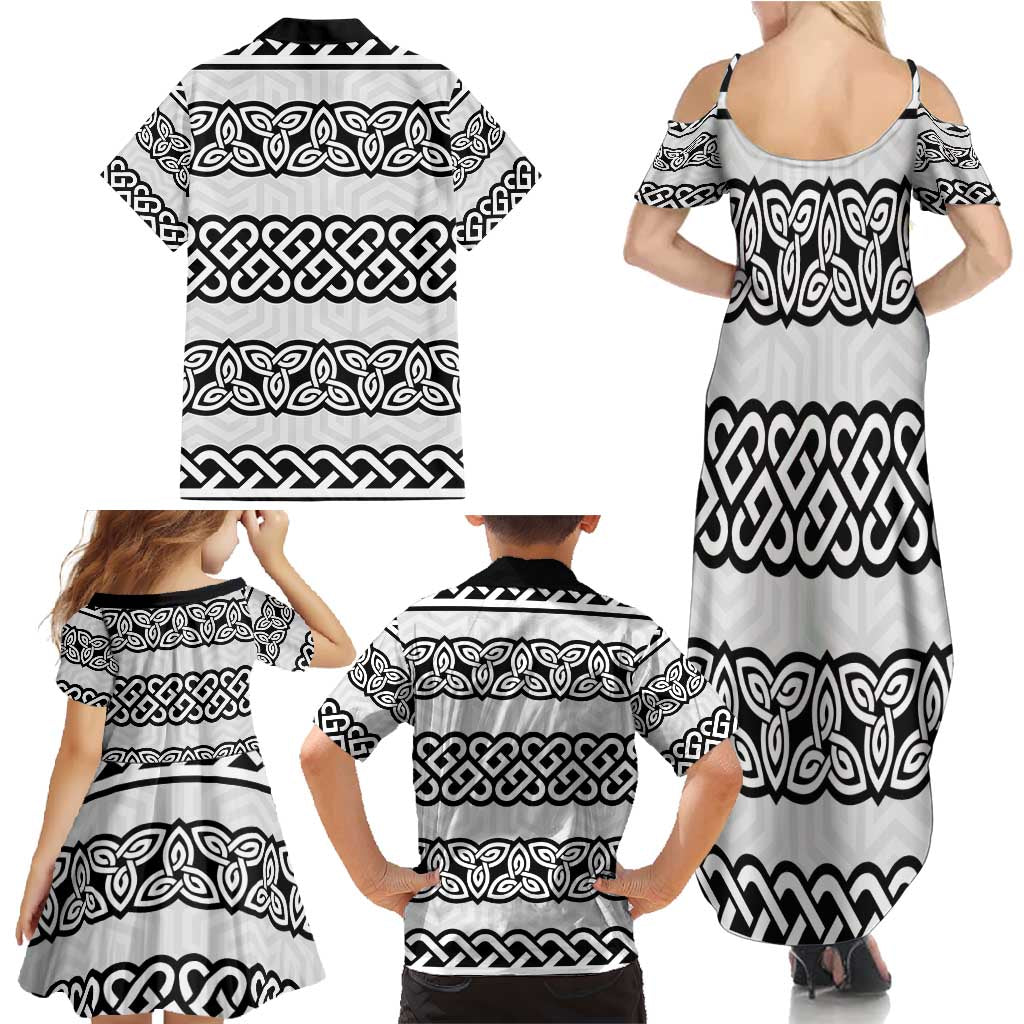 Ireland Celtic Pattern Family Matching Summer Maxi Dress and Hawaiian Shirt Celtic Knot