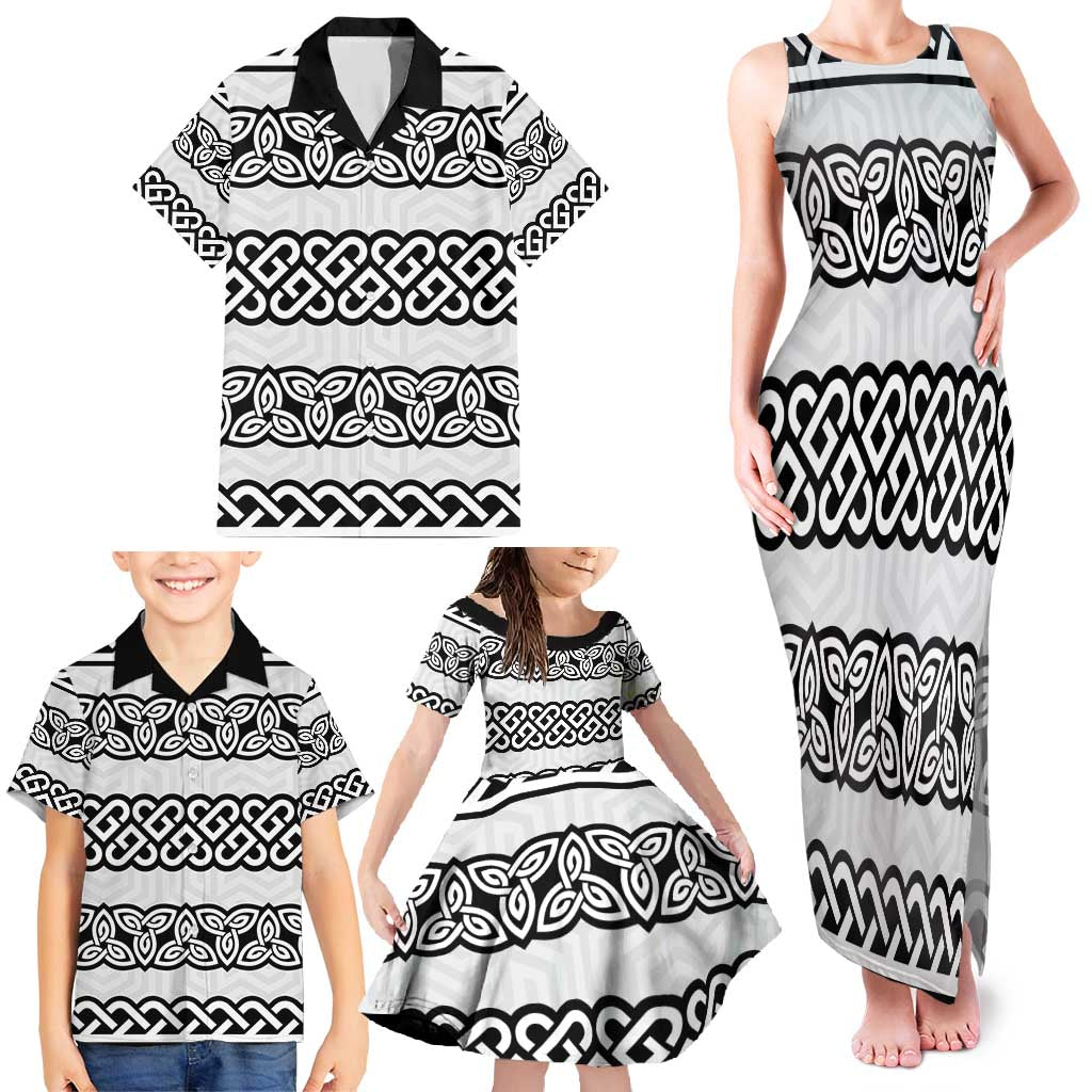 Ireland Celtic Pattern Family Matching Tank Maxi Dress and Hawaiian Shirt Celtic Knot
