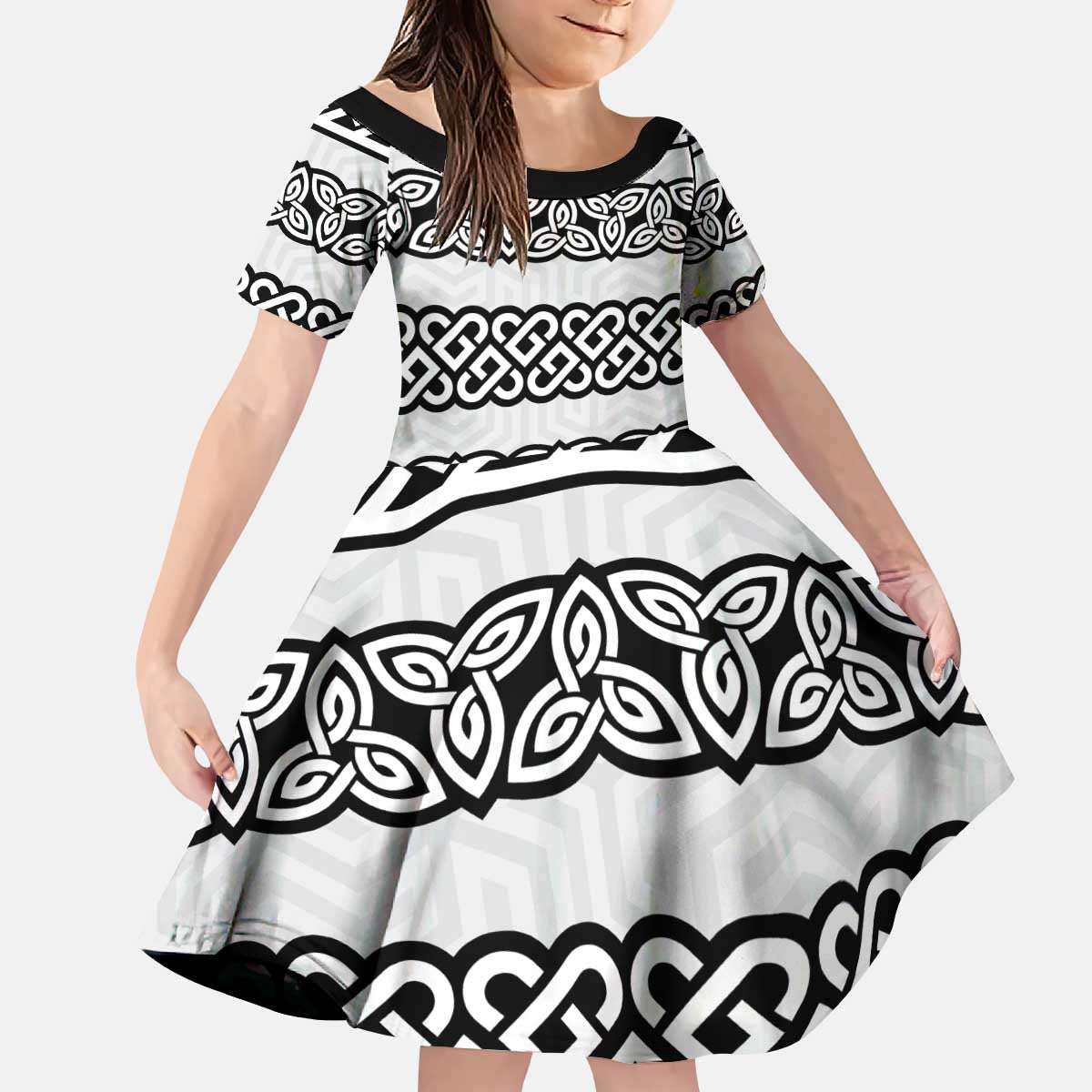 Ireland Celtic Pattern Kid Short Sleeve Dress Celtic Knot