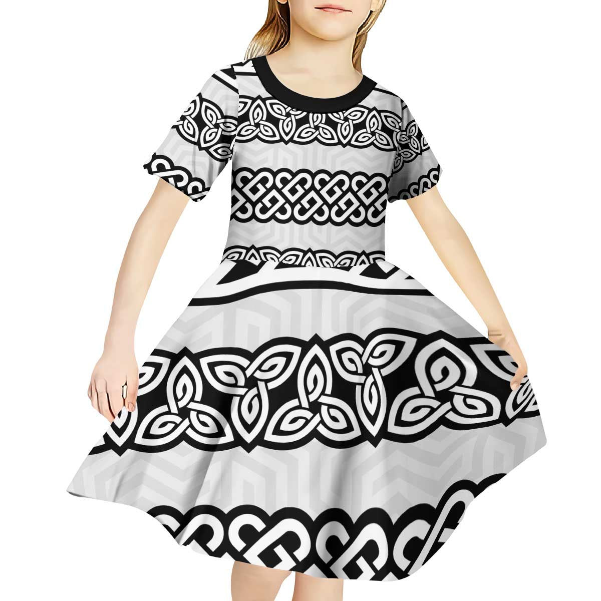 Ireland Celtic Pattern Kid Short Sleeve Dress Celtic Knot