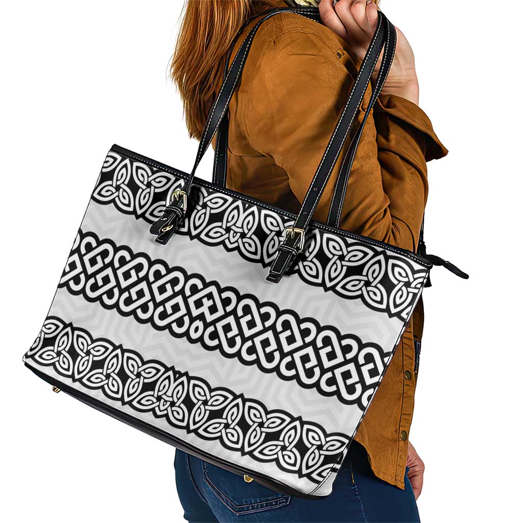 Ireland Celtic Pattern Leather Tote Bag Celtic Knot