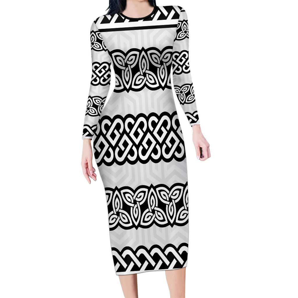 Ireland Celtic Pattern Long Sleeve Bodycon Dress Celtic Knot