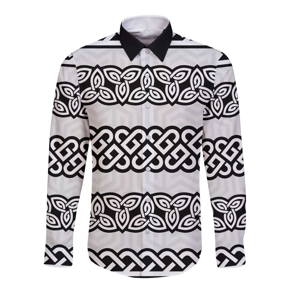 Ireland Celtic Pattern Long Sleeve Button Shirt Celtic Knot