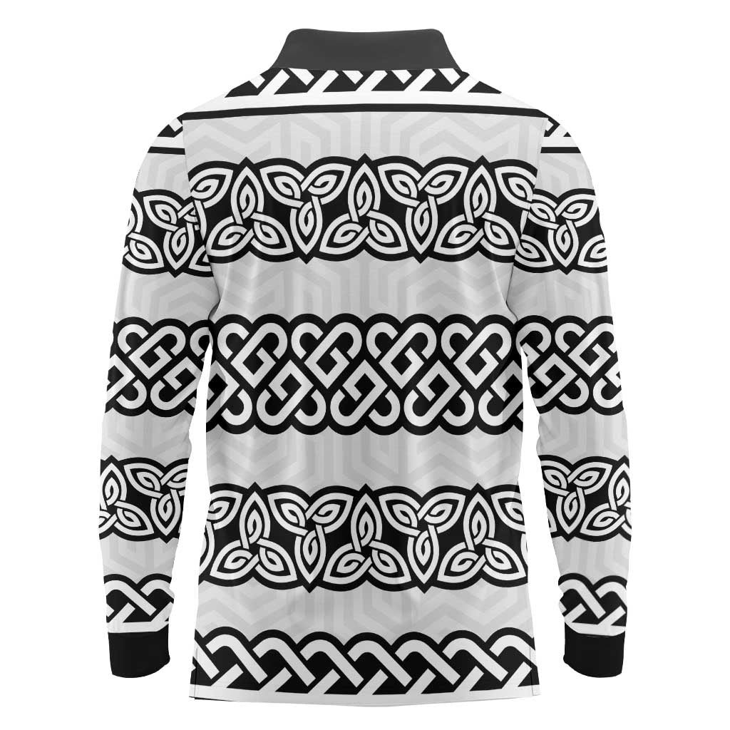 Ireland Celtic Pattern Long Sleeve Polo Shirt Celtic Knot