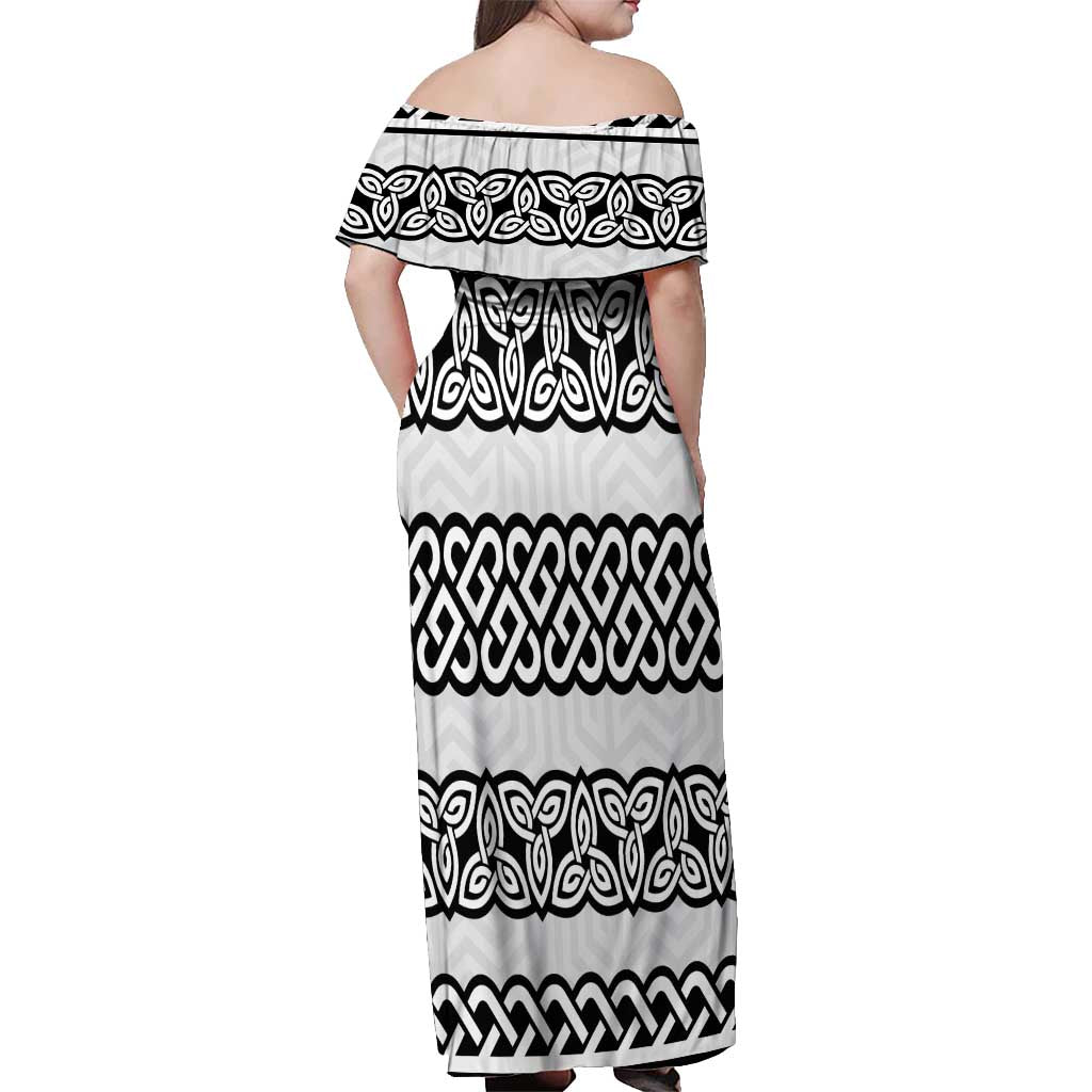 Ireland Celtic Pattern Off Shoulder Maxi Dress Celtic Knot