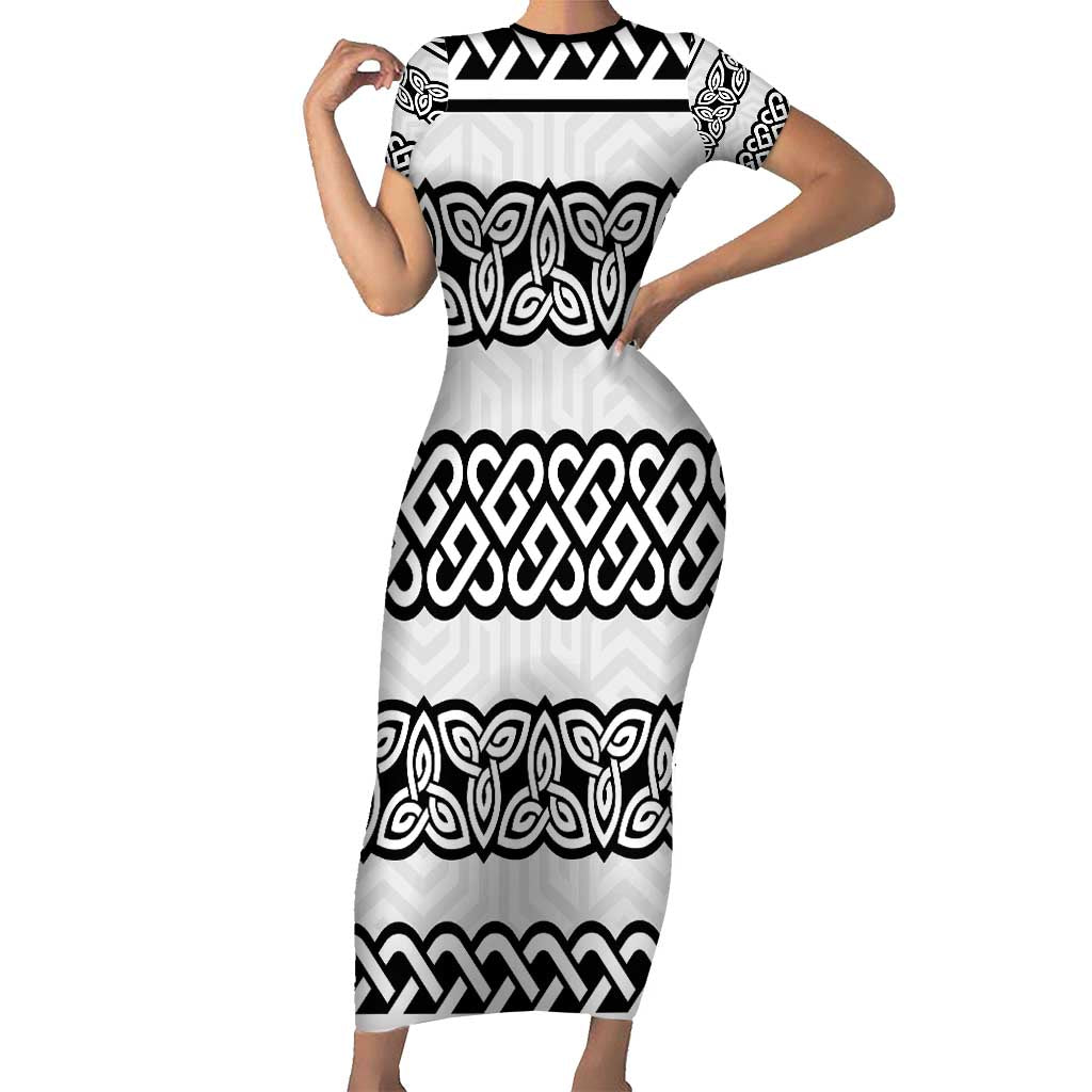 Ireland Celtic Pattern Short Sleeve Bodycon Dress Celtic Knot