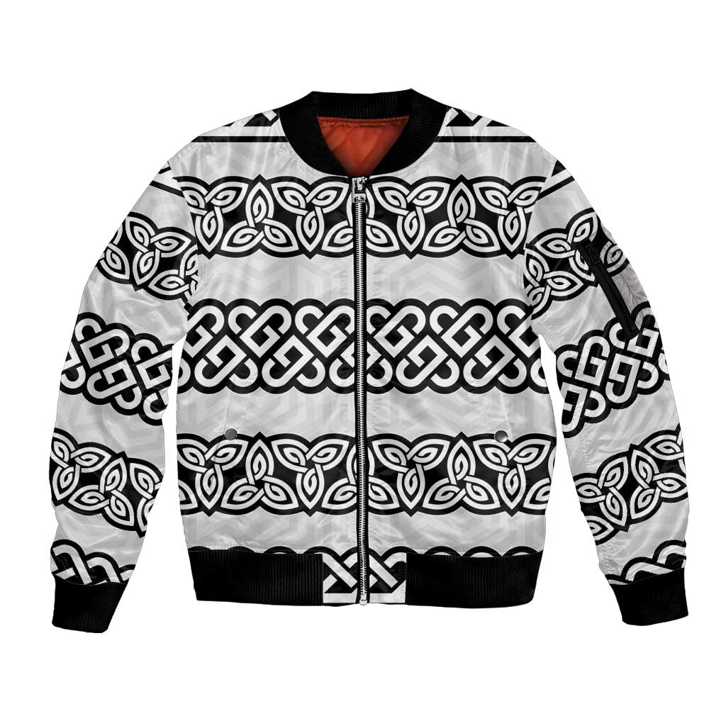 Ireland Celtic Pattern Sleeve Zip Bomber Jacket Celtic Knot